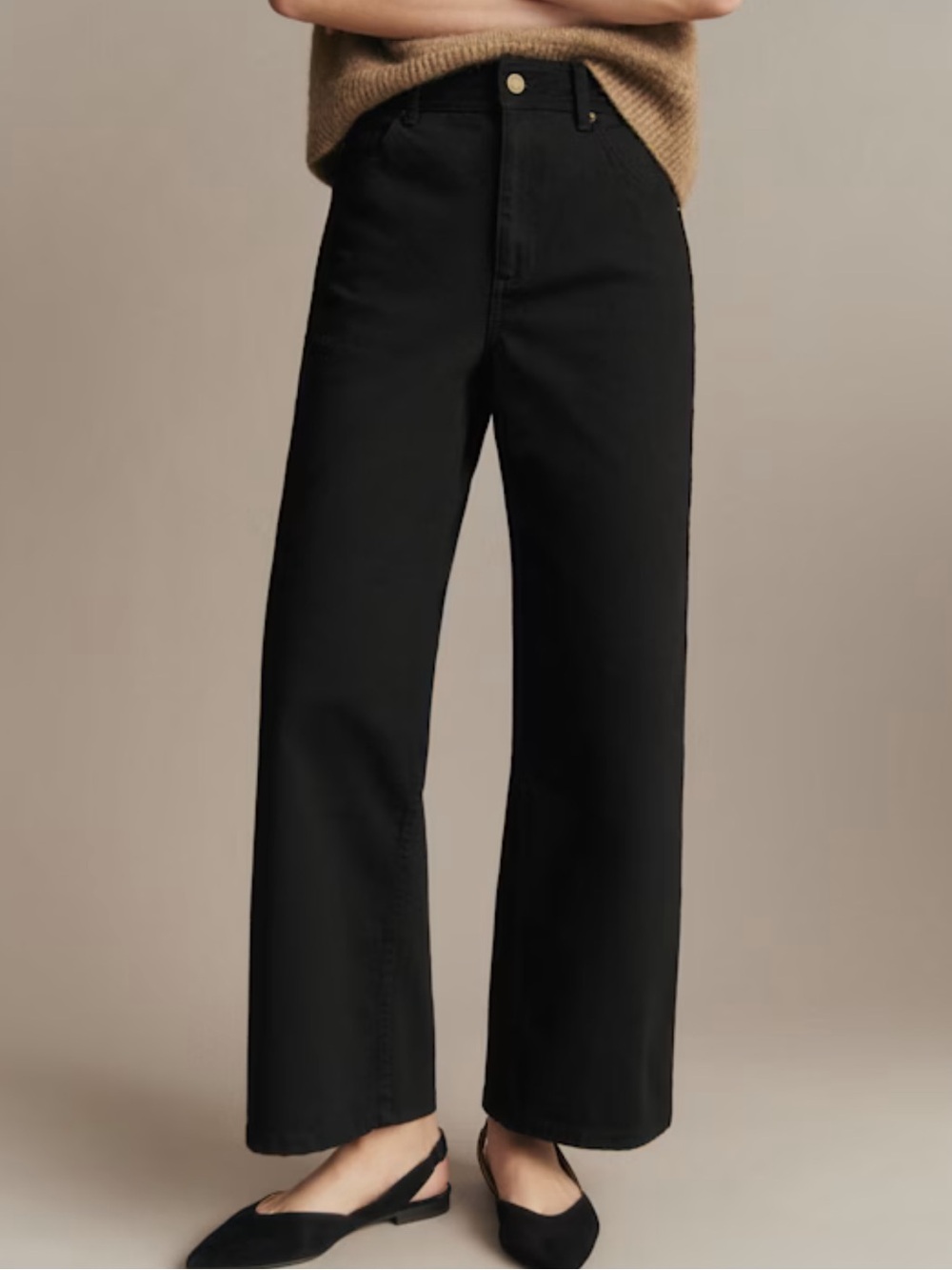Sézane Black Wide-Leg Ankle Jeans